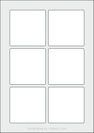 Avery® Zweckform 80x80-S template with 6 square 80 x 80 millimeter labels per sheet, on A4-size adhesive blank label sheets.