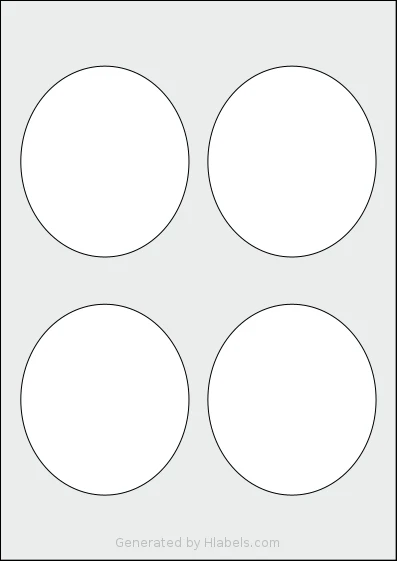 Avery® Zweckform 89x101-O template with 4 oval 89 x 101 millimeter labels per sheet, on A4-size adhesive blank label sheets.