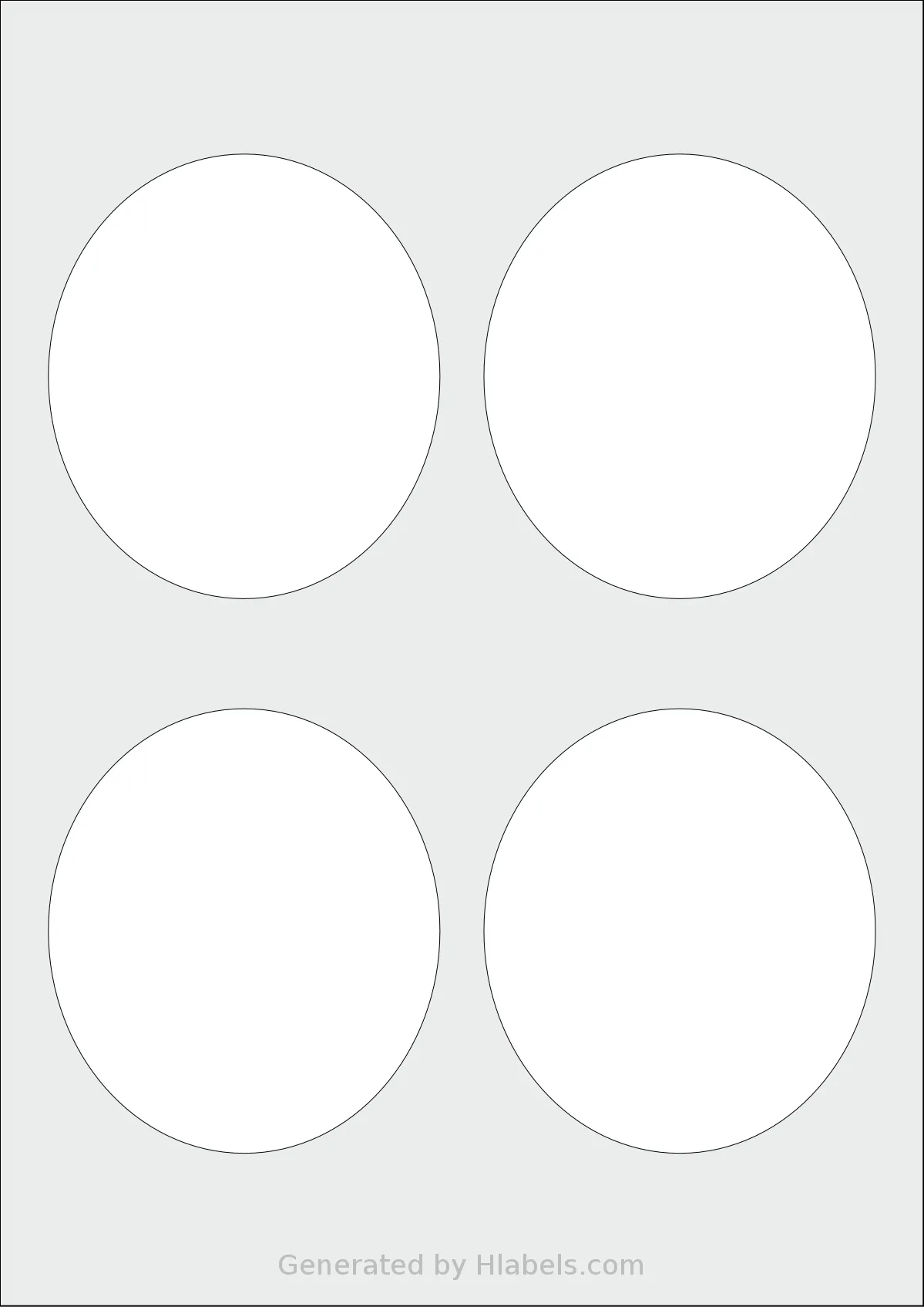 Avery® Zweckform 89x101-O template with 4 oval 89 x 101 millimeter labels per sheet, on A4-size adhesive blank label sheets.