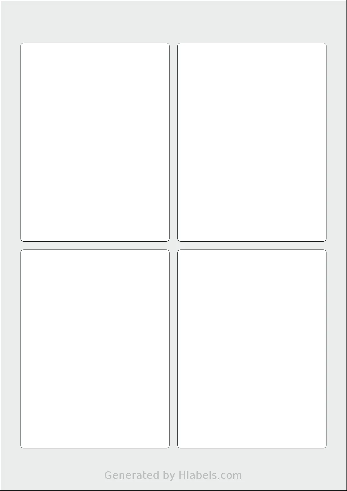 Avery® Zweckform 90x120 template with 4 rectangular 90 x 120 millimeter labels per sheet, on A4-size adhesive blank label sheets.
