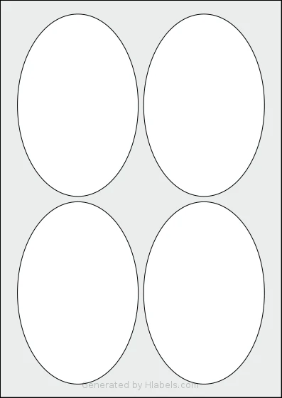 Avery® Zweckform 90x136-O template with 4 oval 90 x 136 millimeter labels per sheet, on A4-size adhesive blank label sheets.