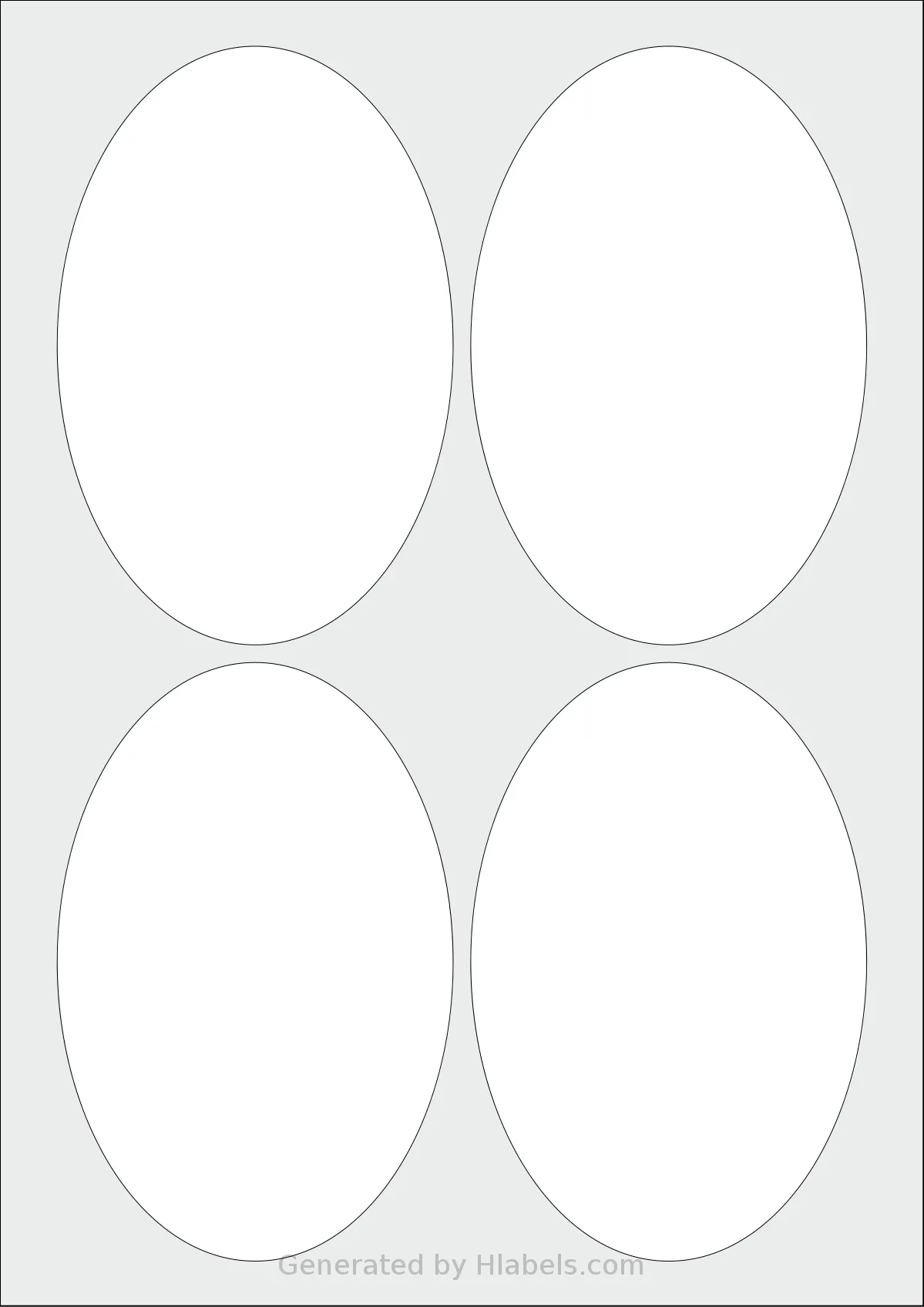 Avery® Zweckform 90x136-O template with 4 oval 90 x 136 millimeter labels per sheet, on A4-size adhesive blank label sheets.