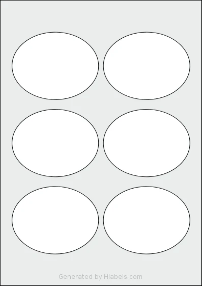 Avery® Zweckform 90x70-O template with 6 oval 90 x 70 millimeter labels per sheet, on A4-size adhesive blank label sheets.