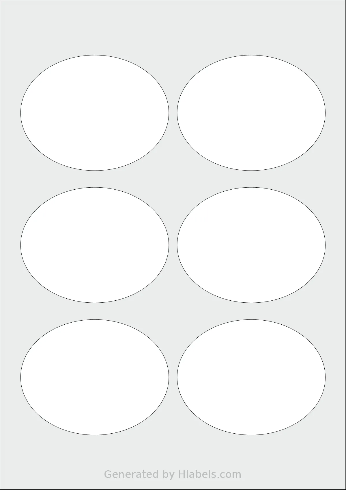 Avery® Zweckform 90x70-O template with 6 oval 90 x 70 millimeter labels per sheet, on A4-size adhesive blank label sheets.