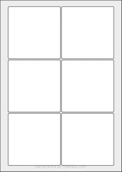 Avery® Zweckform 90x90-S template with 6 square 90 x 90 millimeter labels per sheet, on A4-size adhesive blank label sheets.