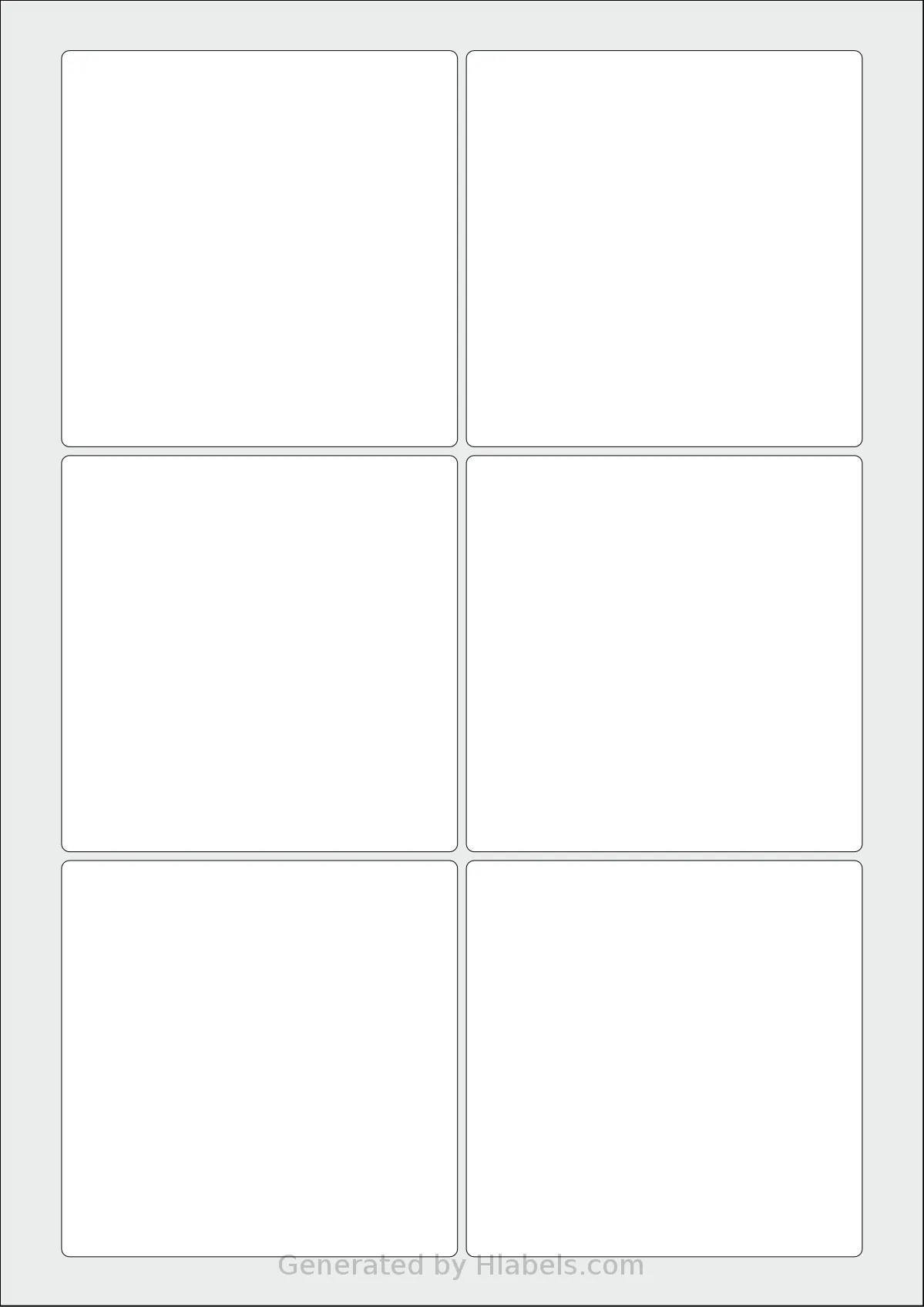 Avery® Zweckform 90x90-S template with 6 square 90 x 90 millimeter labels per sheet, on A4-size adhesive blank label sheets.