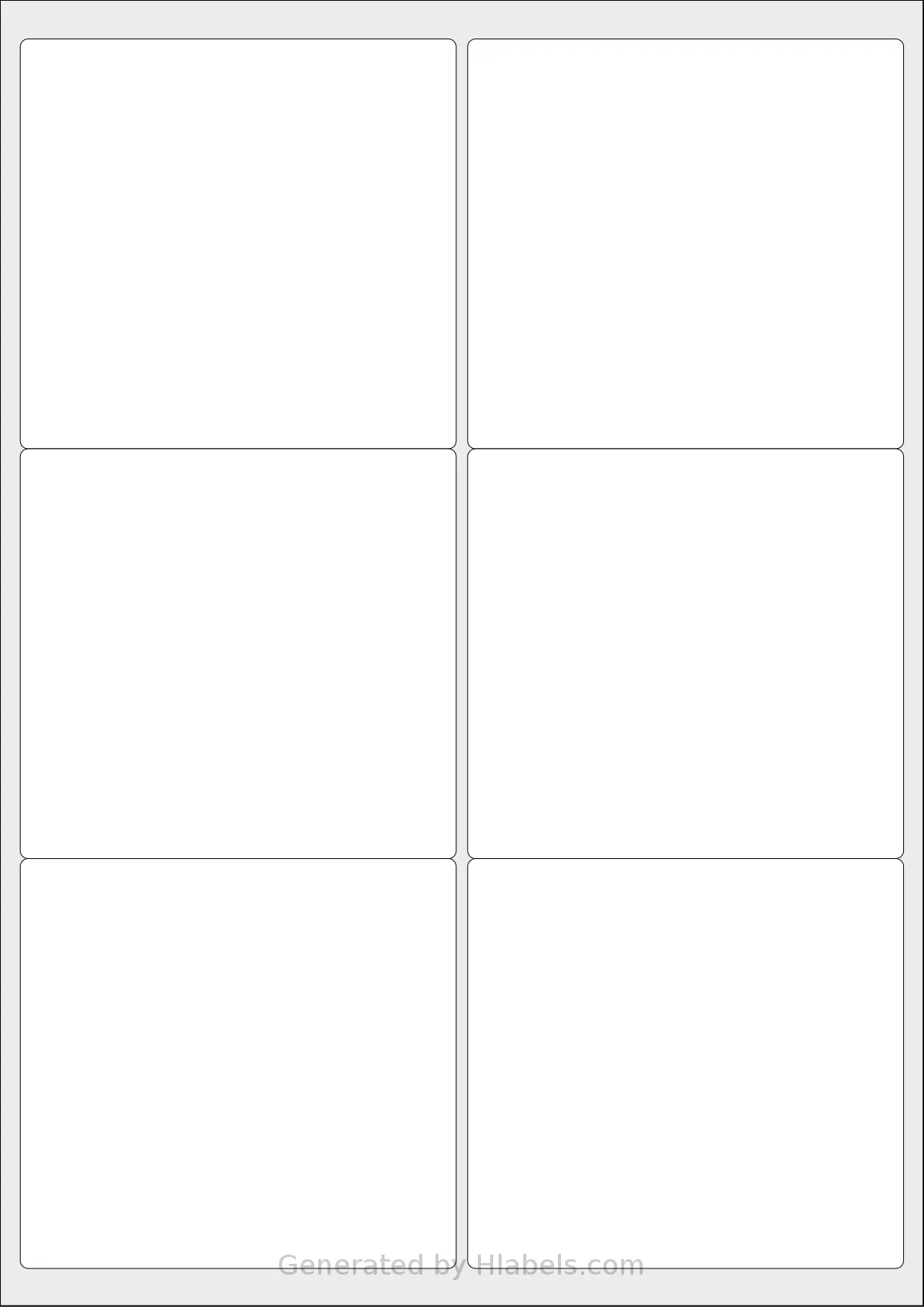 Avery® Zweckform 99x93 template with 6 rectangular 99.1 x 93.1 millimeter labels per sheet, on A4-size adhesive blank label sheets.