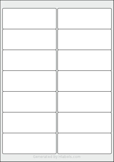BioLabels® CL1499BIO template with 14 rectangular 99.1 x 38.1 millimeter labels per sheet, on A4-size adhesive blank label sheets.