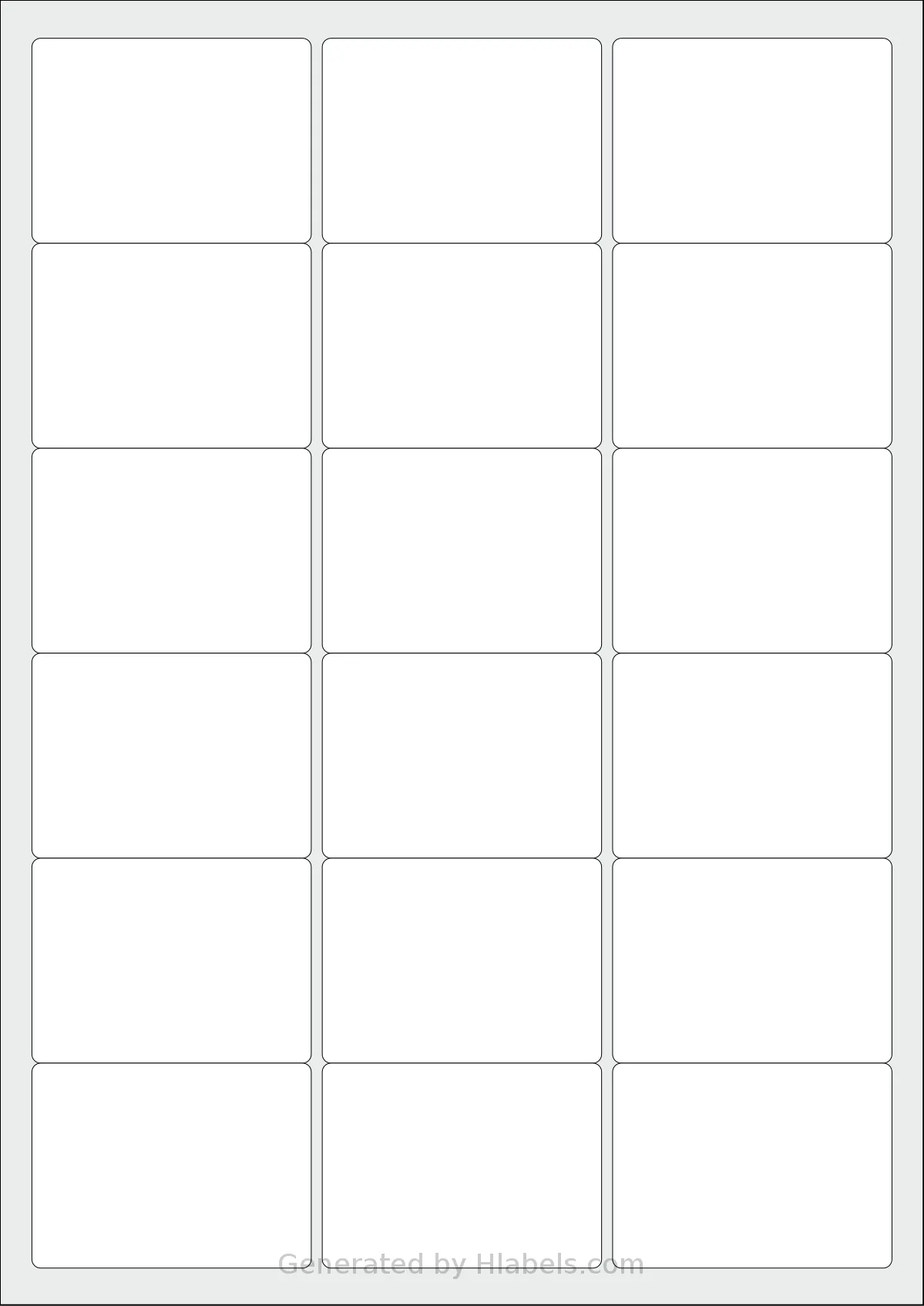 BioLabels® CL1863BIO template with 18 rectangular 63.5 x 46.6 millimeter labels per sheet, on A4-size adhesive blank label sheets.