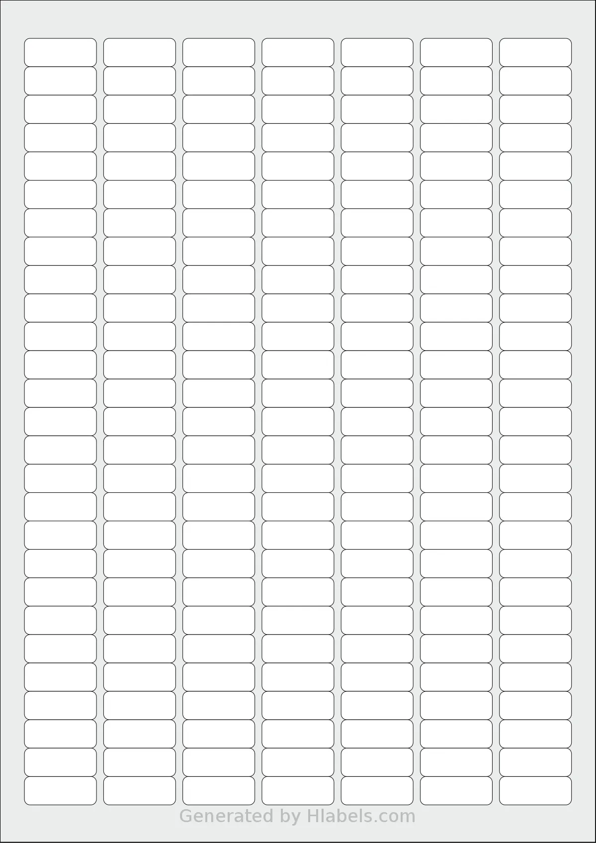 BioLabels® CL18925BIO template with 189 rectangular 25.4 x 10 millimeter labels per sheet, on A4-size adhesive blank label sheets.