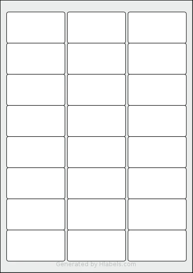 BioLabels® CL2463BIO template with 24 rectangular 63.5 x 33.86 millimeter labels per sheet, on A4-size adhesive blank label sheets.
