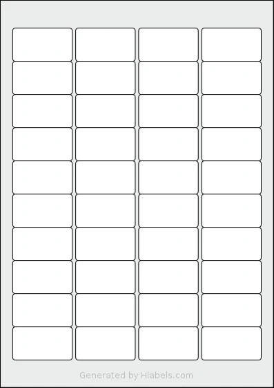BioLabels® CL4045BIO template with 40 rectangular 45.7 x 25.4 millimeter labels per sheet, on A4-size adhesive blank label sheets.