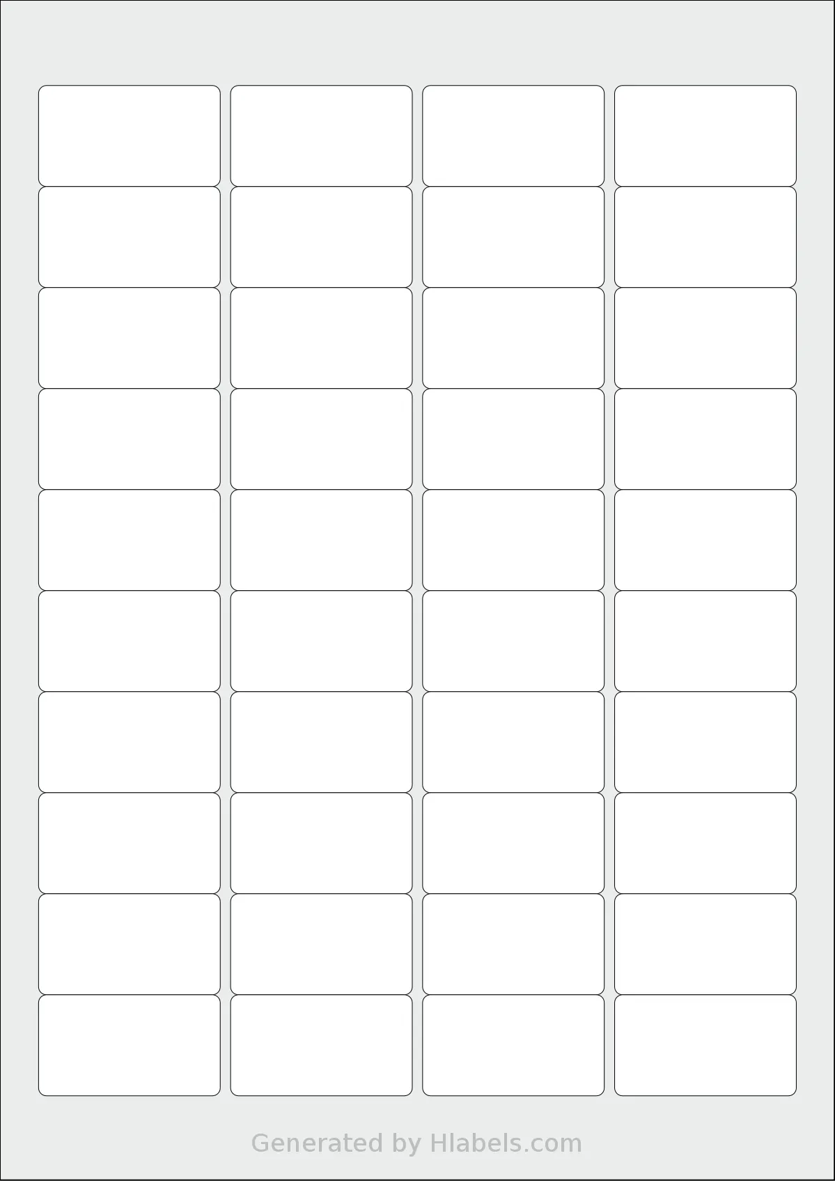 BioLabels® CL4045BIO template with 40 rectangular 45.7 x 25.4 millimeter labels per sheet, on A4-size adhesive blank label sheets.