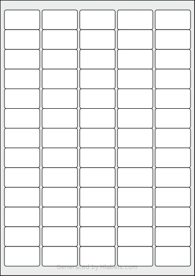 BioLabels® CL6538BIO template with 65 rectangular 38.1 x 21.2 millimeter labels per sheet, on A4-size adhesive blank label sheets.