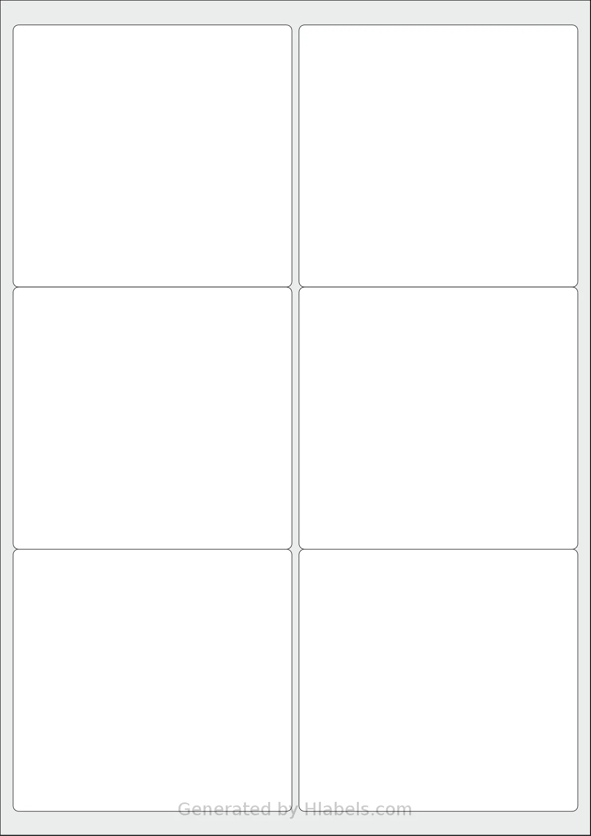 BioLabels® CL699BIO template with 6 rectangular 99.1 x 93.1 millimeter labels per sheet, on A4-size adhesive blank label sheets.