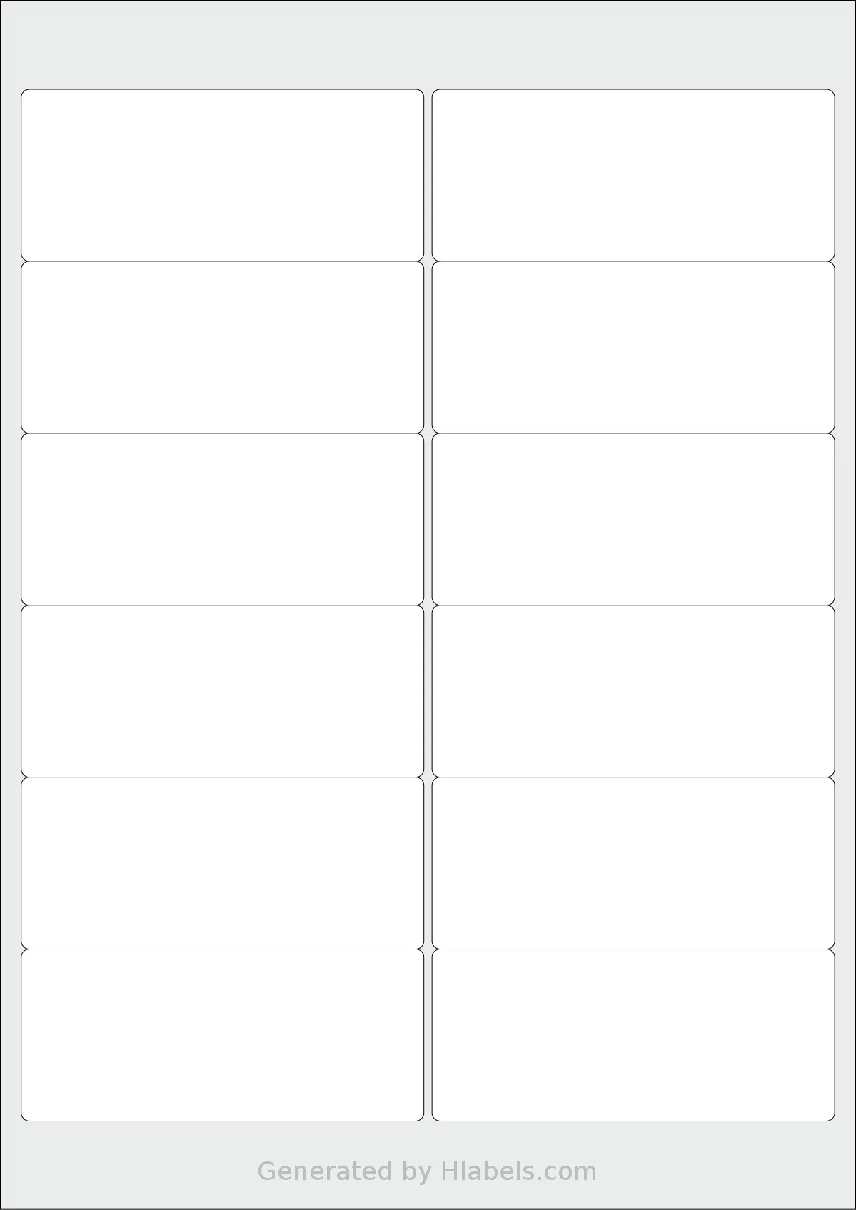CloudLabels® CL1299 template with 12 rectangular 98.8 x 42.2 millimeter labels per sheet, on A4-size adhesive blank label sheets.