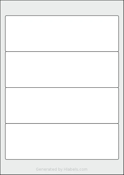 Europe100® ELA051 template with 4 rectangular 192 x 61 millimeter labels per sheet, on A4-size adhesive blank label sheets.