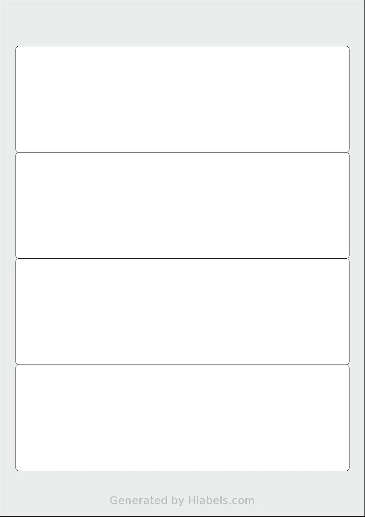 Europe100® ELA051 template with 4 rectangular 192 x 61 millimeter labels per sheet, on A4-size adhesive blank label sheets.