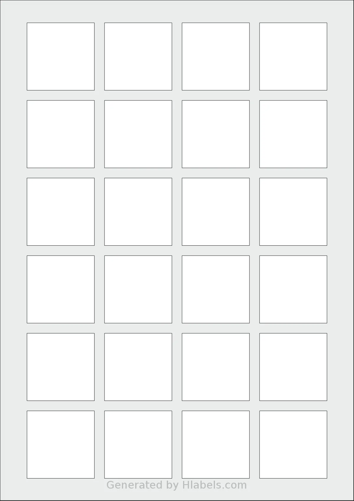 Herma® 10108 template with 24 square 40 x 40 millimeter labels per sheet, on A4-size adhesive blank label sheets.