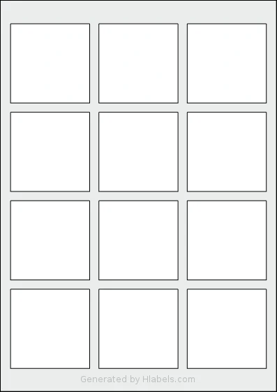 Herma® 10109 Template Herma® 10109 template with 12 square 60 x 60 millimeter labels per sheet, on A4-size adhesive blank label sheets.