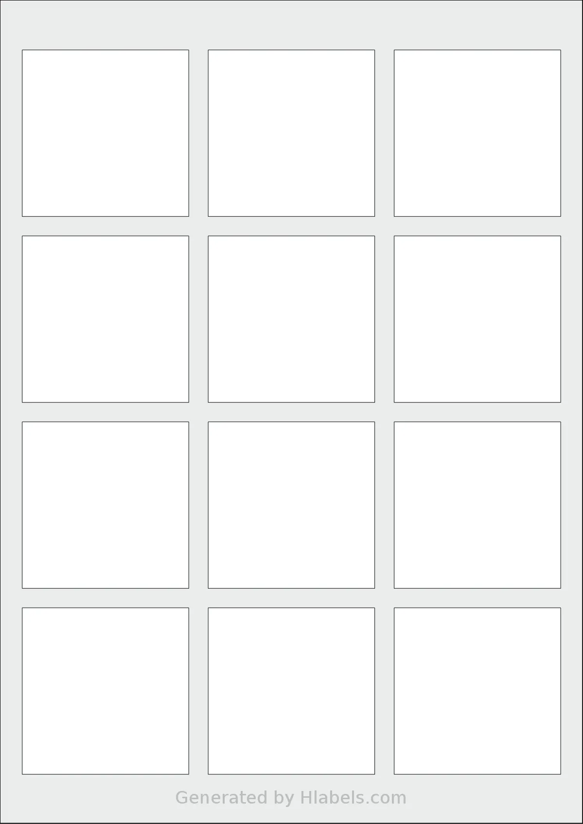 Herma® 10109 template with 12 square 60 x 60 millimeter labels per sheet, on A4-size adhesive blank label sheets.