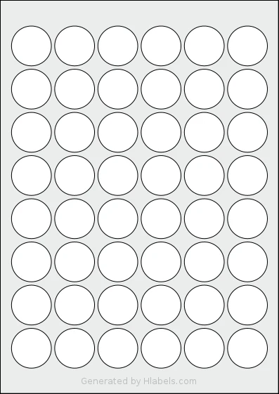 Herma® 4387 Template Herma® 4387 template with 48 circle labels per sheet, each 30 millimeter in diameter, on A4-size adhesive blank label sheets.