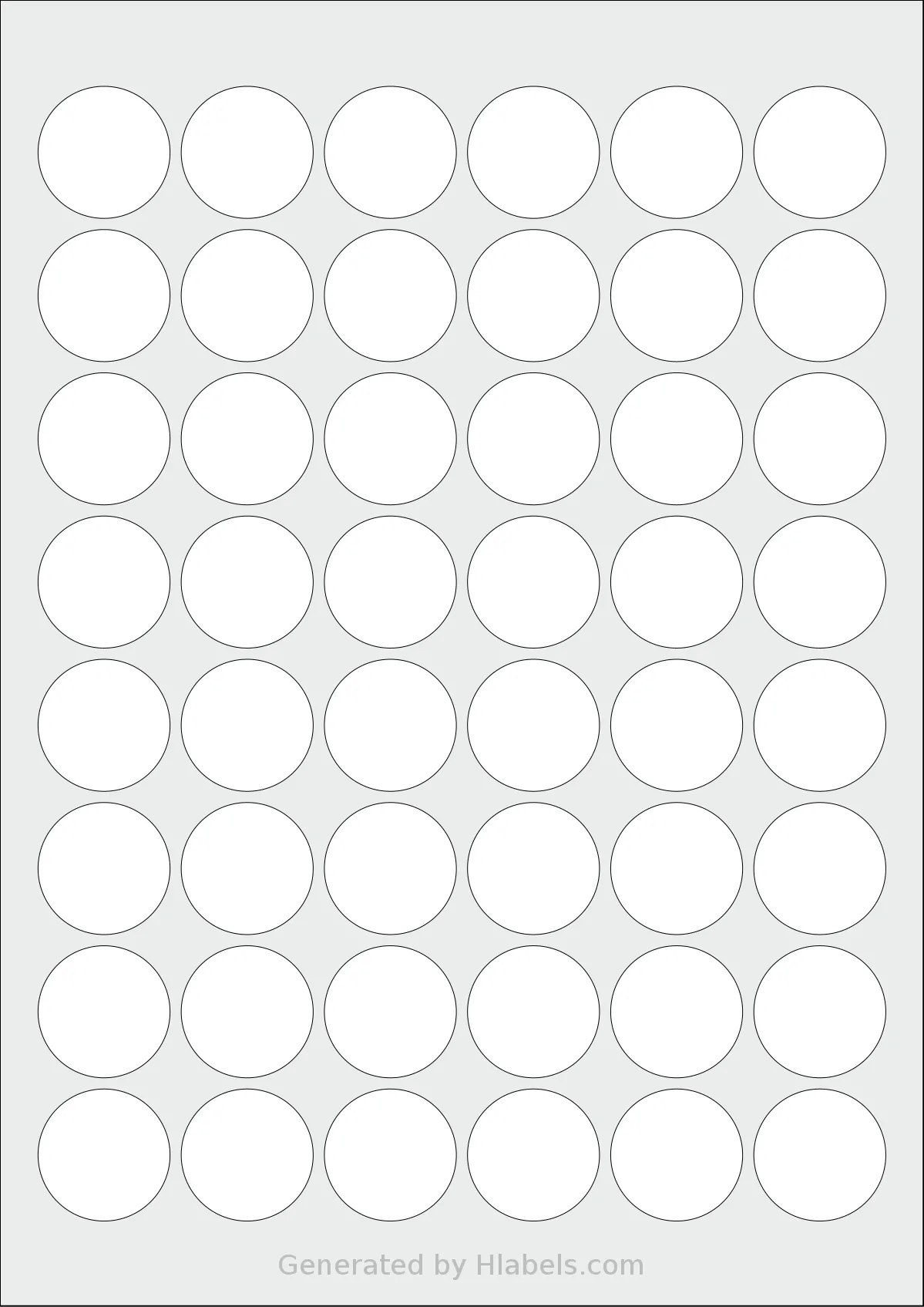 Herma® 4387 template with 48 circle labels per sheet, each 30 millimeter in diameter, on A4-size adhesive blank label sheets.