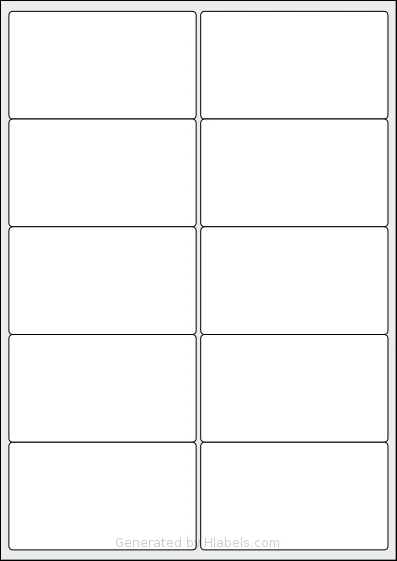 iSOUL® LP10 template with 10 rectangular 99.1 x 57 millimeter labels per sheet, on A4-size adhesive blank label sheets.