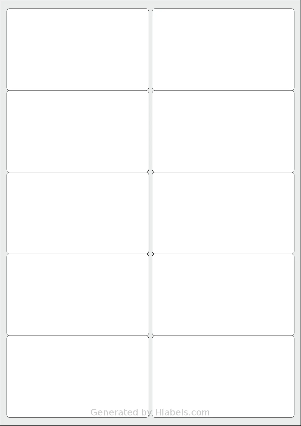 iSOUL® LP10 template with 10 rectangular 99.1 x 57 millimeter labels per sheet, on A4-size adhesive blank label sheets.