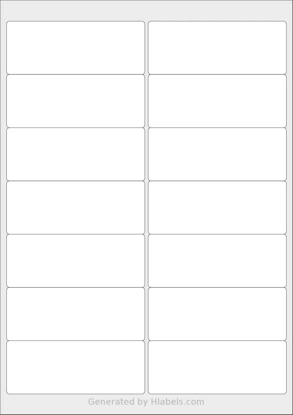 iSOUL® LP14 template with 14 rectangular 99.1 x 38.1 millimeter labels per sheet, on A4-size adhesive blank label sheets.