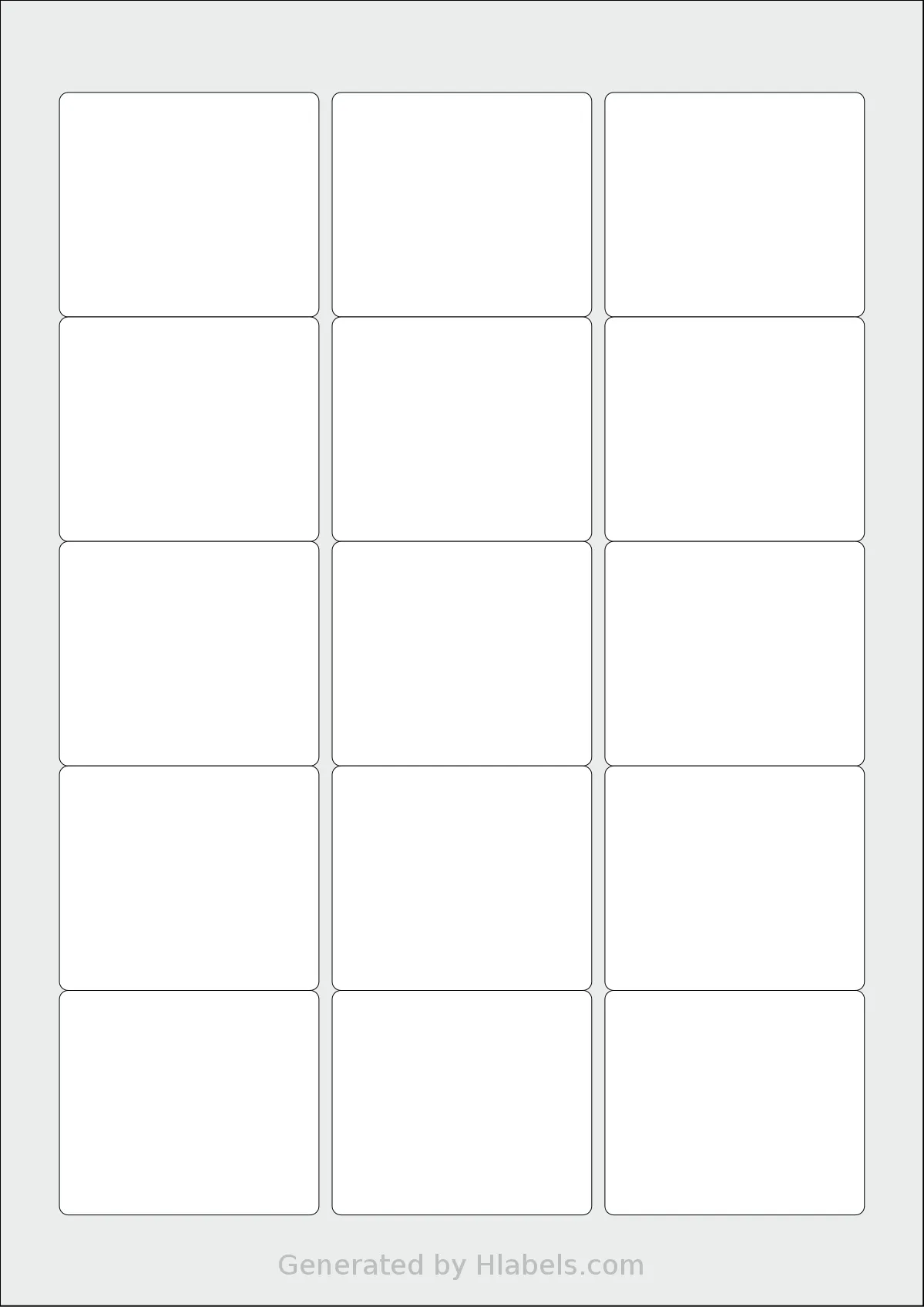 iSOUL® LP15 template with 15 rectangular 59 x 51 millimeter labels per sheet, on A4-size adhesive blank label sheets.