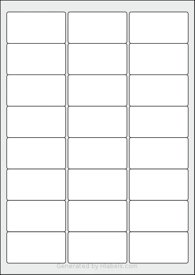 iSOUL® LP24 template with 24 rectangular 63.5 x 33.9 millimeter labels per sheet, on A4-size adhesive blank label sheets.