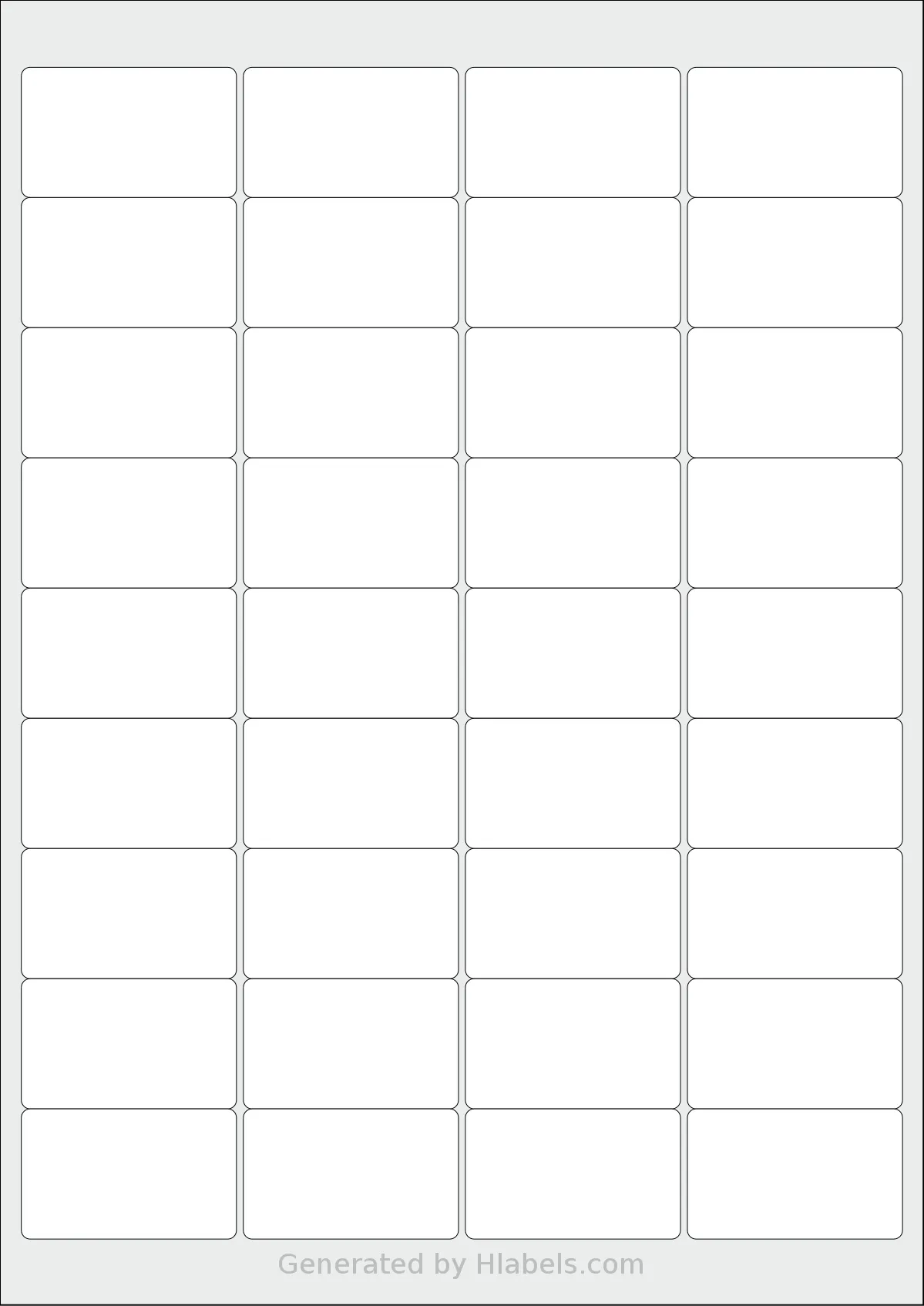 iSOUL® LP36 template with 36 rectangular 48.9 x 29.6 millimeter labels per sheet, on A4-size adhesive blank label sheets.