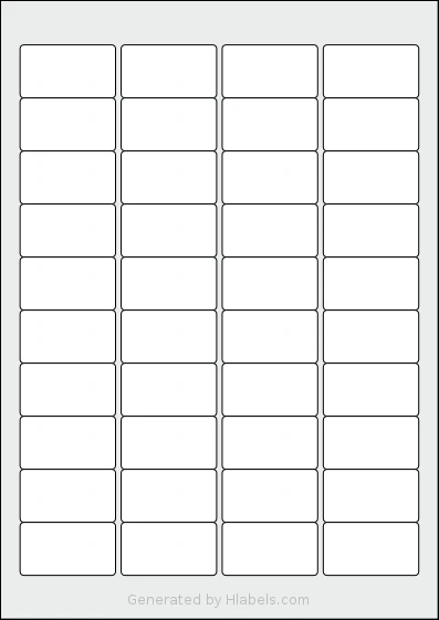 iSOUL® LP40 template with 40 rectangular 45.7 x 25.4 millimeter labels per sheet, on A4-size adhesive blank label sheets.