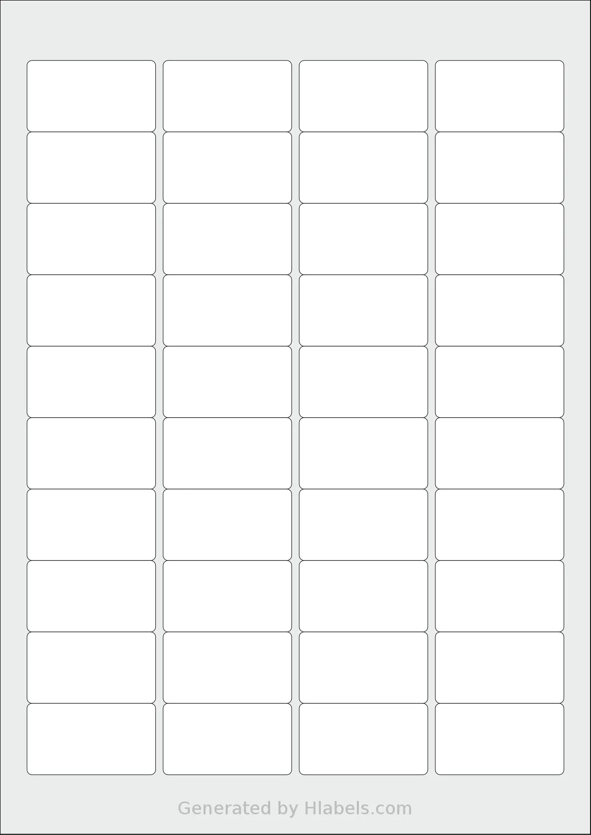 iSOUL® LP40 template with 40 rectangular 45.7 x 25.4 millimeter labels per sheet, on A4-size adhesive blank label sheets.
