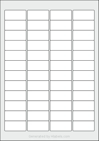 iSOUL® LP48 template with 48 rectangular 45.7 x 21.2 millimeter labels per sheet, on A4-size adhesive blank label sheets.