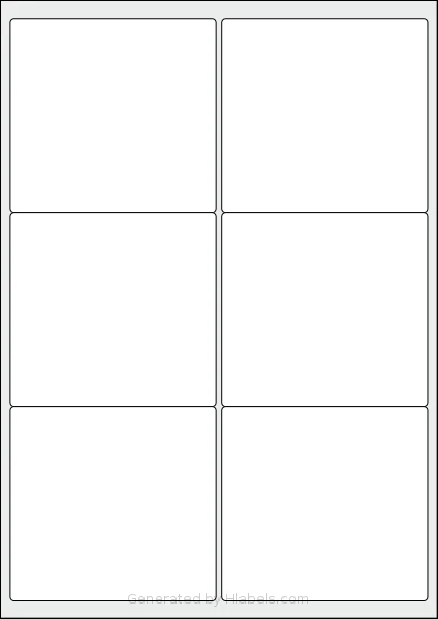 iSOUL® LP6 template with 6 rectangular 99.1 x 93.1 millimeter labels per sheet, on A4-size adhesive blank label sheets.