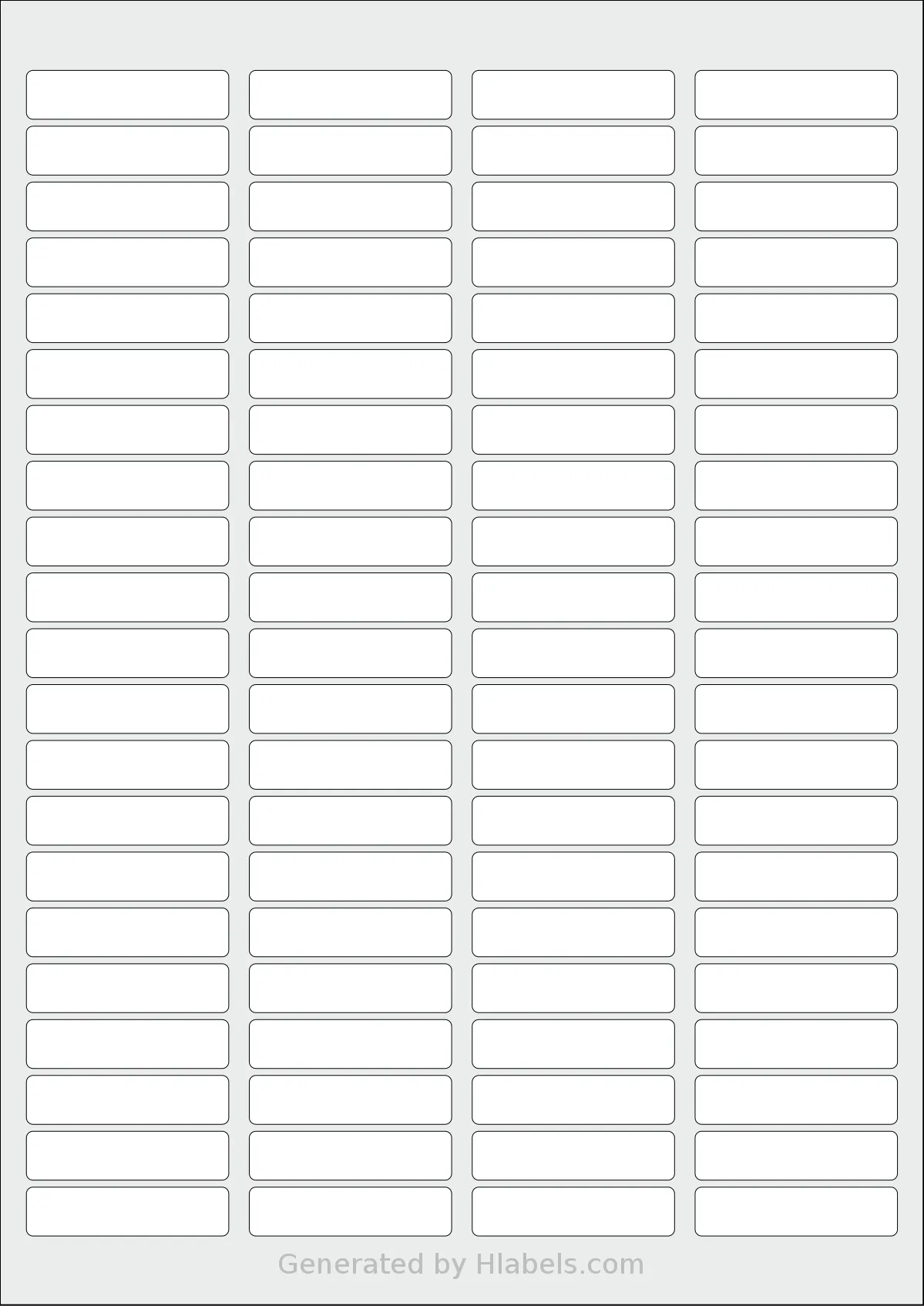 iSOUL® LP84 template with 84 rectangular 46 x 11.11 millimeter labels per sheet, on A4-size adhesive blank label sheets.