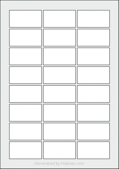 KeonLabels® R172 template with 24 rectangular 57 x 30 millimeter labels per sheet, on A4-size adhesive blank label sheets.