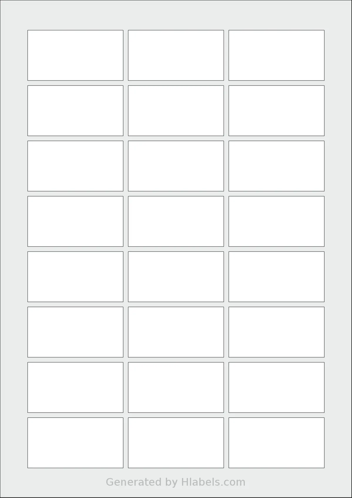 KeonLabels® R172 template with 24 rectangular 57 x 30 millimeter labels per sheet, on A4-size adhesive blank label sheets.