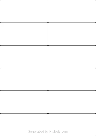 LabelPlanet® LP12-105 Template LabelPlanet® LP12-105 template with 12 rectangular 105 x 49.5 millimeter labels per sheet, on A4-size adhesive blank label sheets.