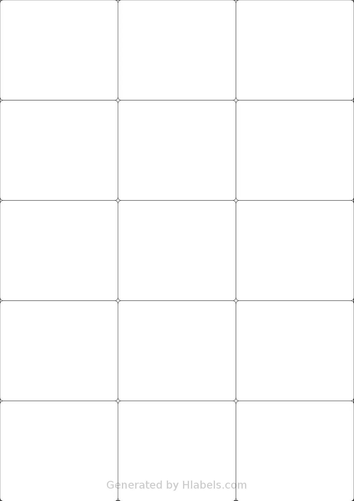 LabelPlanet® LP15-70 template with 15 rectangular 70 x 59.4 millimeter labels per sheet, on A4-size adhesive blank label sheets.