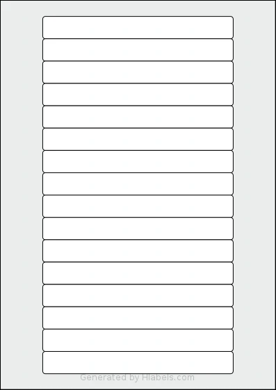 LabelPlanet® LP16-145 Template LabelPlanet® LP16-145 template with 16 rectangular 145 x 17 millimeter labels per sheet, on A4-size adhesive blank label sheets.