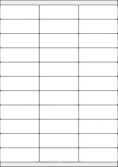 LabelPlanet® LP33-70S Template LabelPlanet® LP33-70S template with 33 rectangular 70 x 25.4 millimeter labels per sheet, on A4-size adhesive blank label sheets.