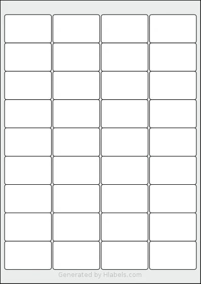 LabelPlanet® LP36-49 Template LabelPlanet® LP36-49 template with 36 rectangular 48.9 x 29.6 millimeter labels per sheet, on A4-size adhesive blank label sheets.
