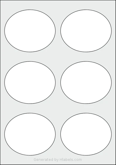 LabelPlanet® LP6-92OV Template LabelPlanet® LP6-92OV template with 6 oval 92 x 76 millimeter labels per sheet, on A4-size adhesive blank label sheets.