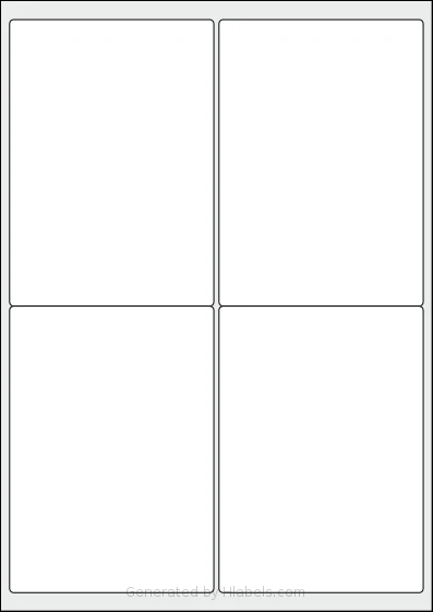 LotusLabels® LL02 template with 4 rectangular 99.1 x 139 millimeter labels per sheet, on A4-size adhesive blank label sheets.