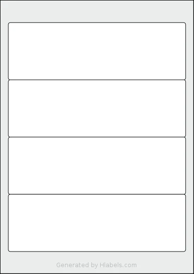 LotusLabels® LL04 template with 4 rectangular 192 x 62 millimeter labels per sheet, on A4-size adhesive blank label sheets.
