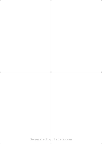 LotusLabels® LL04NSE template with 4 rectangular 105 x 148.5 millimeter labels per sheet, on A4-size adhesive blank label sheets.