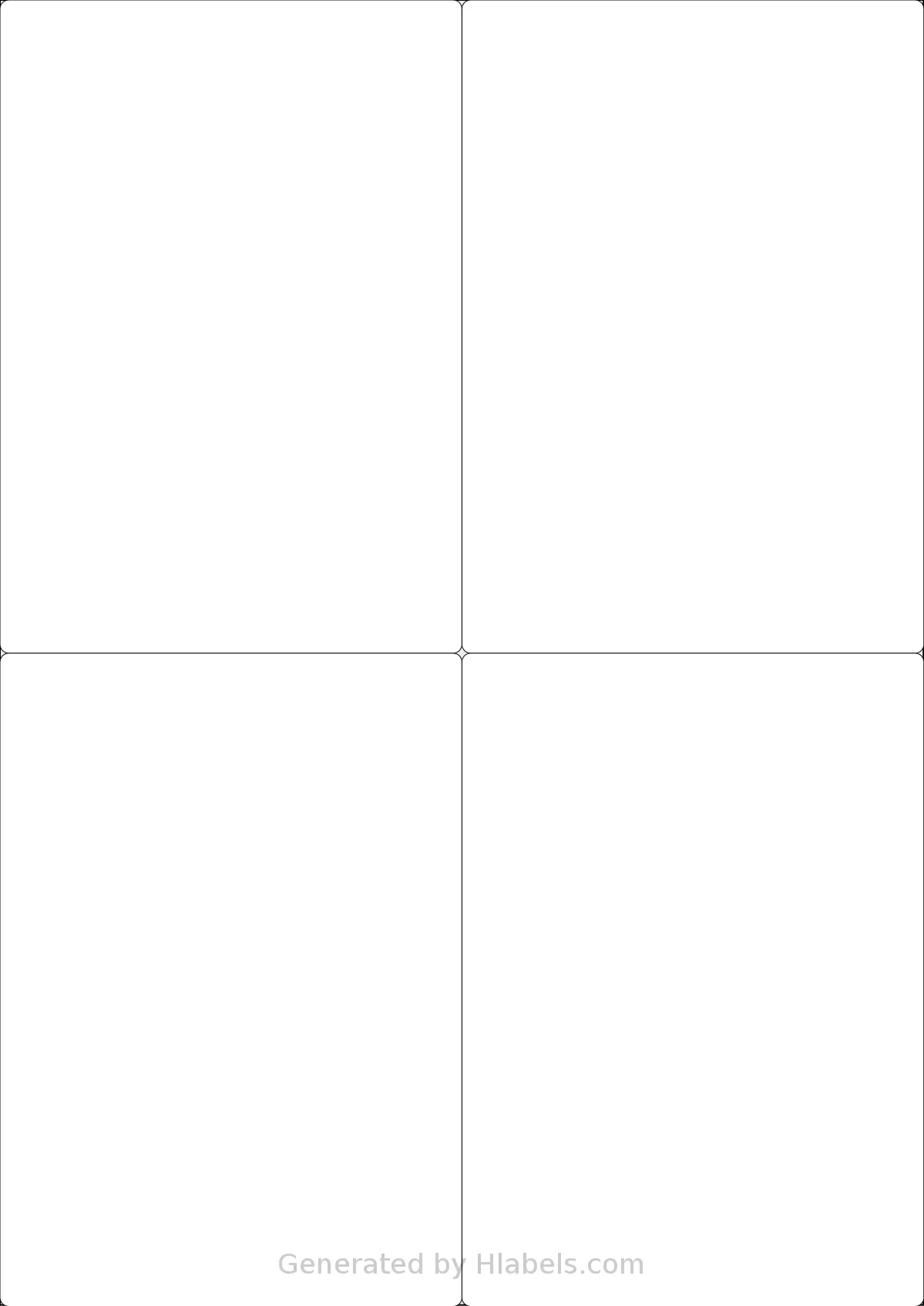 LotusLabels® LL04NSE template with 4 rectangular 105 x 148.5 millimeter labels per sheet, on A4-size adhesive blank label sheets.